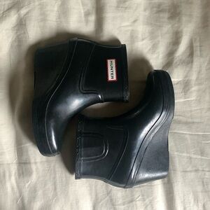 Hunter Black Heel Rain Boots